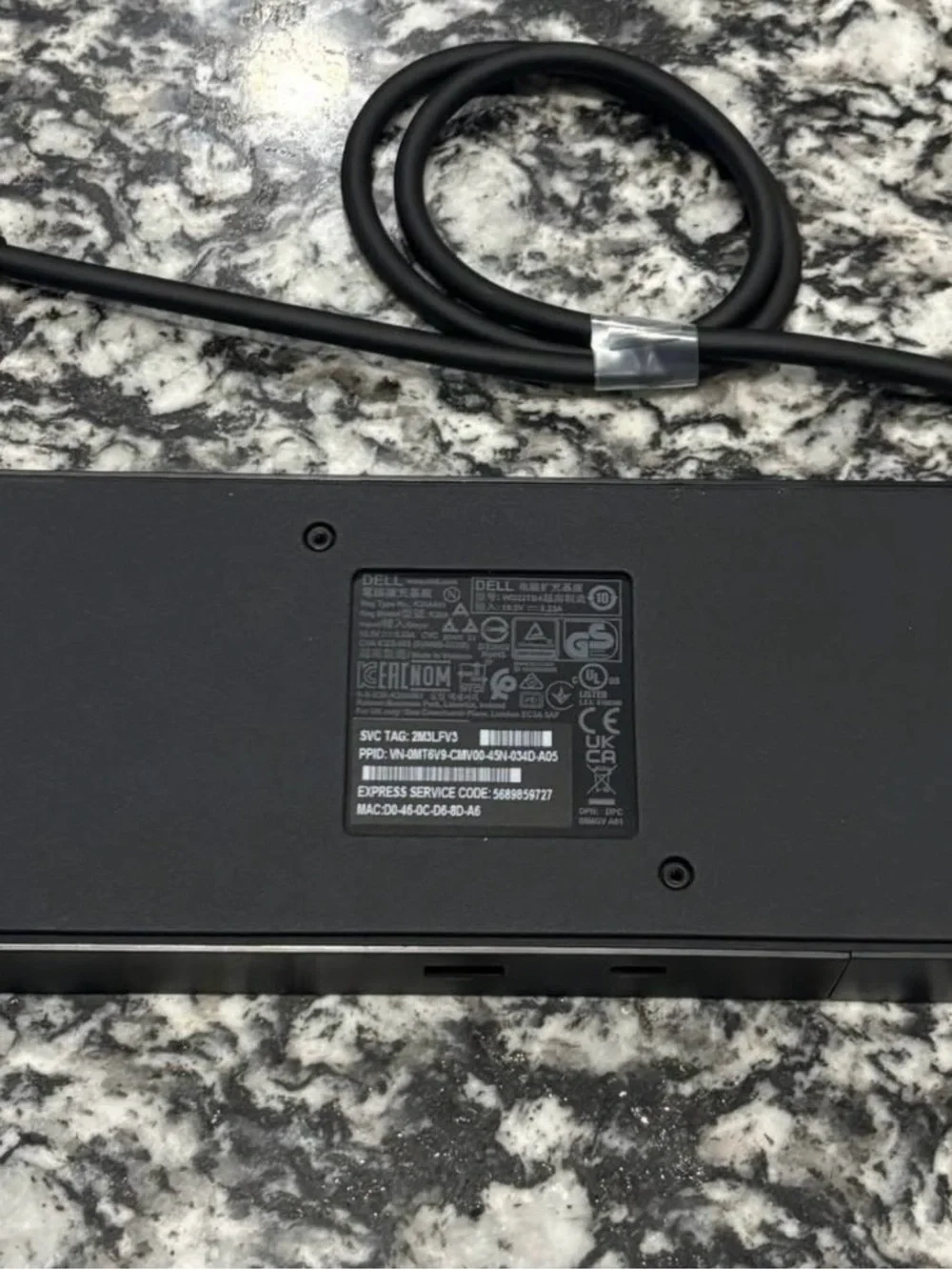 Dell Black USB-C Docking Hub with Integrated Cable